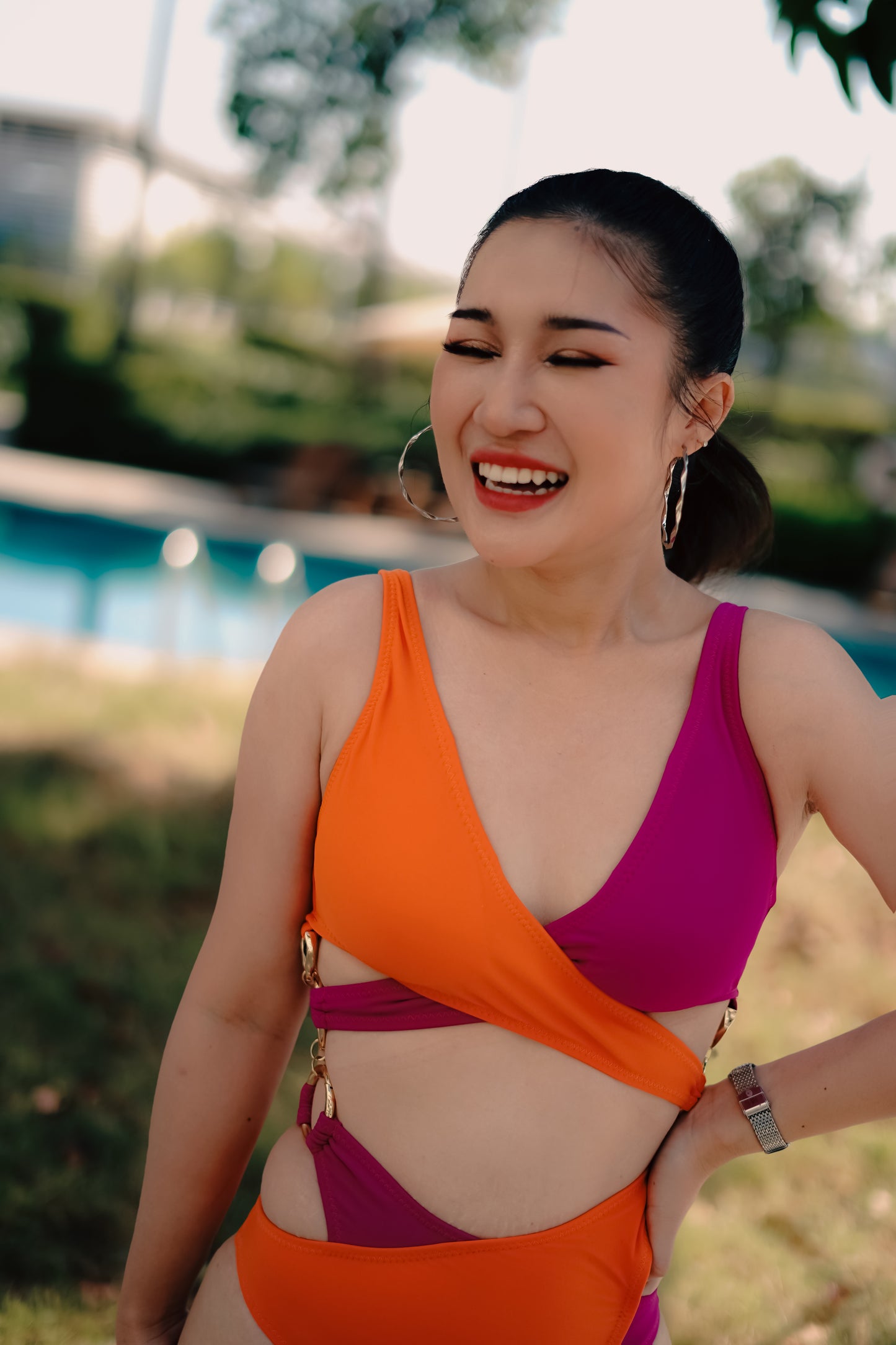 BHUSANAKAN SWIMWEAR ชุดว่ายน้ำ วันพีซแบบเก๋ๆ สีทูโทน ชุดนี้คือ1ใน8 ชุดที่ทางร้านนำไปโชว์บนรันเวย์ MIAMI SWIM WEEK 2023 ที่อเมริกาค่ะ