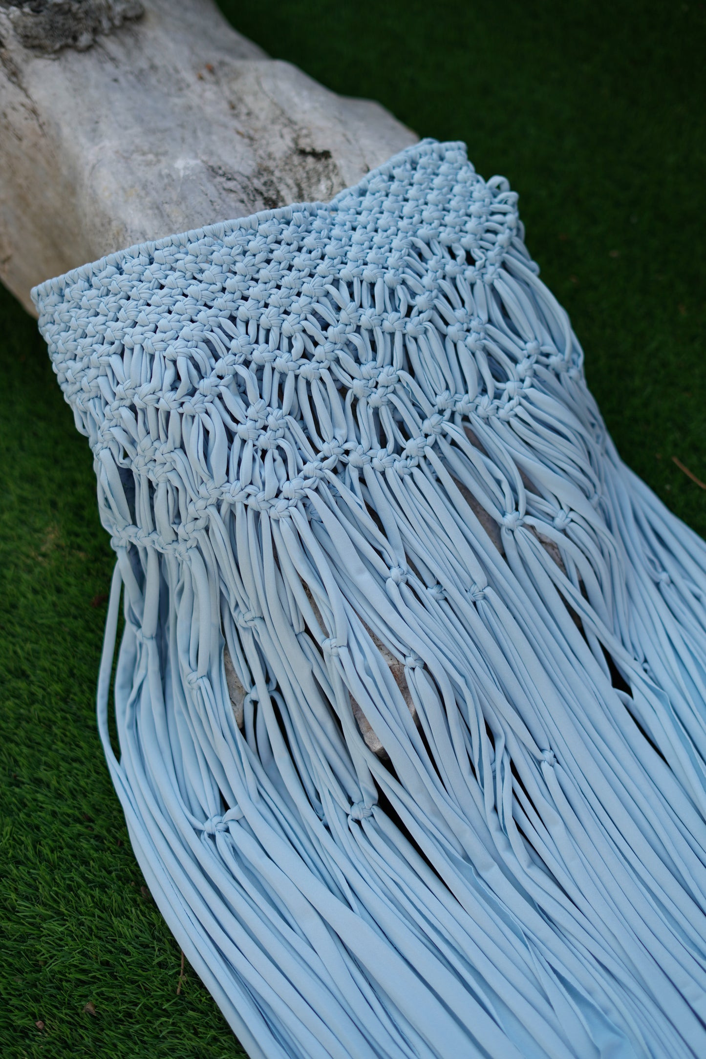 BHUSANAKAN SWIMWEAR Macrame Collection T-Shirt Yarn Macrame Skirt กระโปรงถักพรีเมียมสั่งทำตามไซซ์ สัมผัสนุ่มทิ้งตัวสวย สไตล์ Boho-Luxury