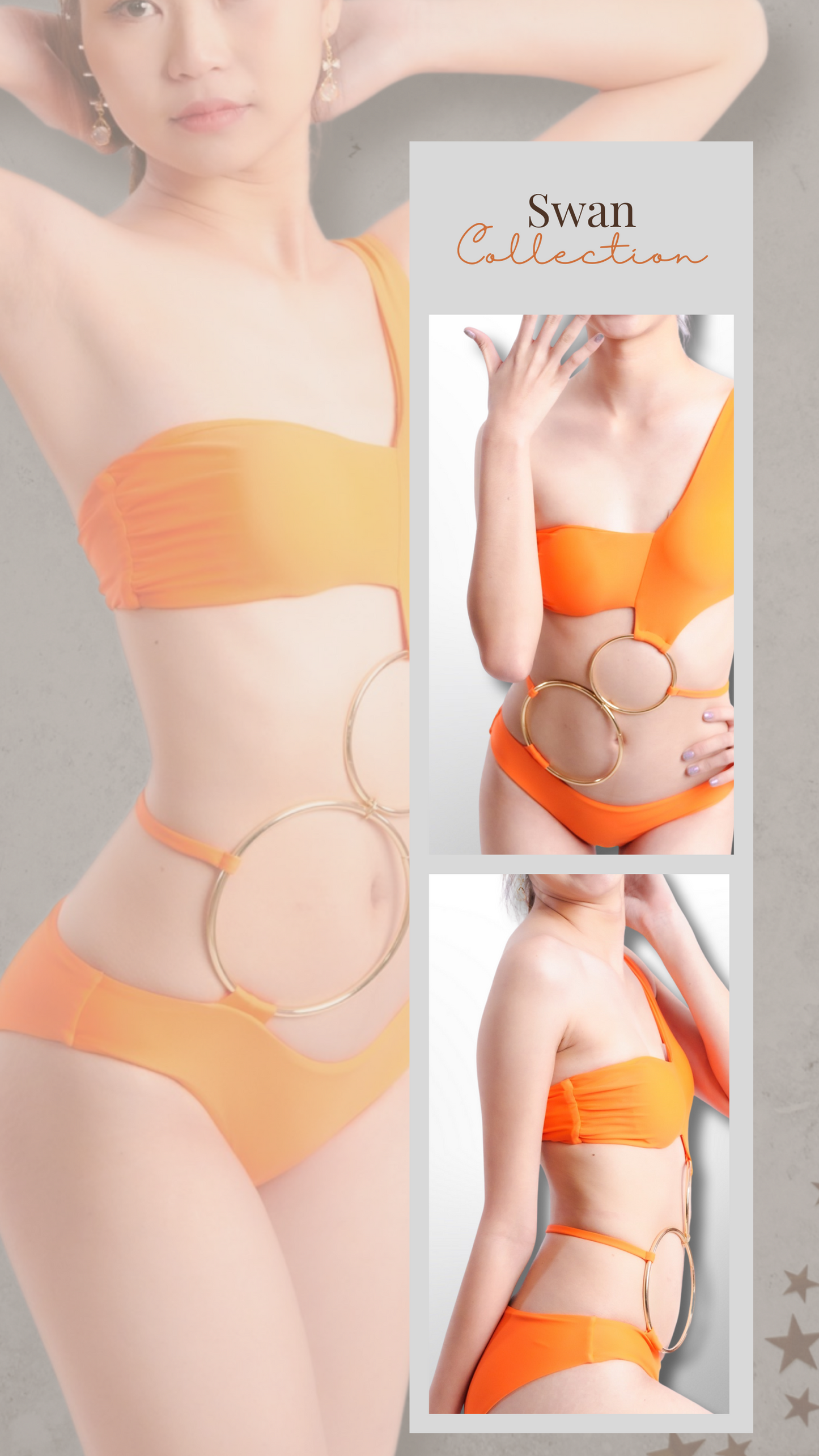 BHUSANAKAN SWIMWEAR ชุดว่ายน้ำ บิกินี่ 2ห่วงทนหายห่วง สีสันจัดจ้านพร้อมเสิร์ฟ Colorful Swan Gold O-ring Bikini