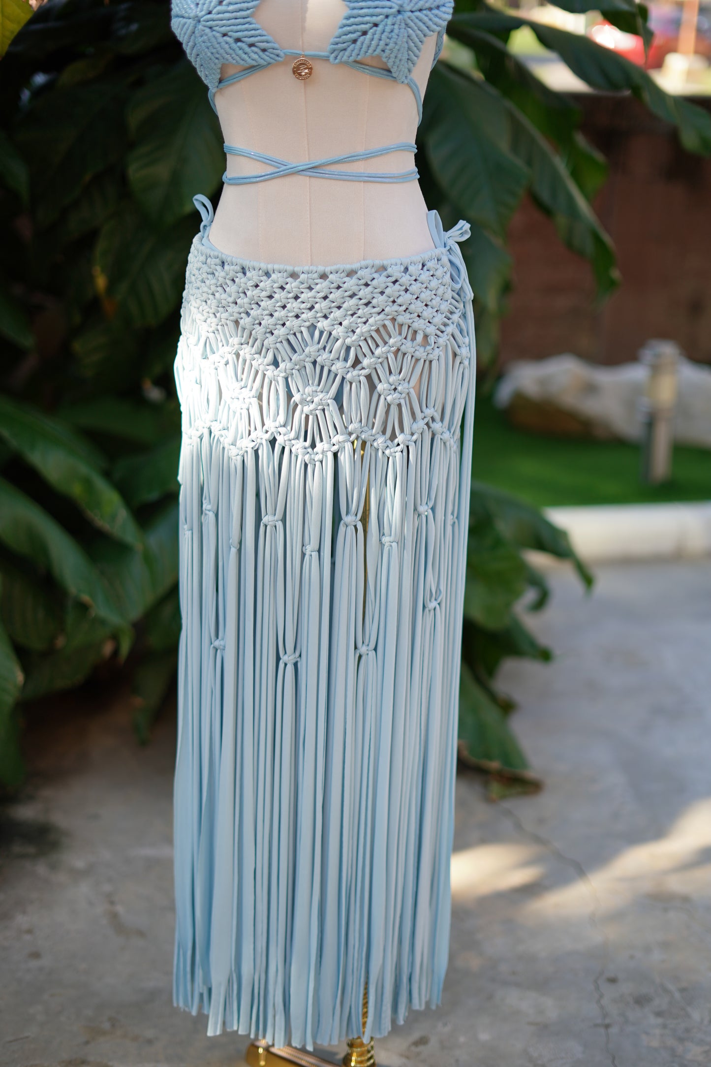 BHUSANAKAN SWIMWEAR Macrame Collection T-Shirt Yarn Macrame Skirt กระโปรงถักพรีเมียมสั่งทำตามไซซ์ สัมผัสนุ่มทิ้งตัวสวย สไตล์ Boho-Luxury