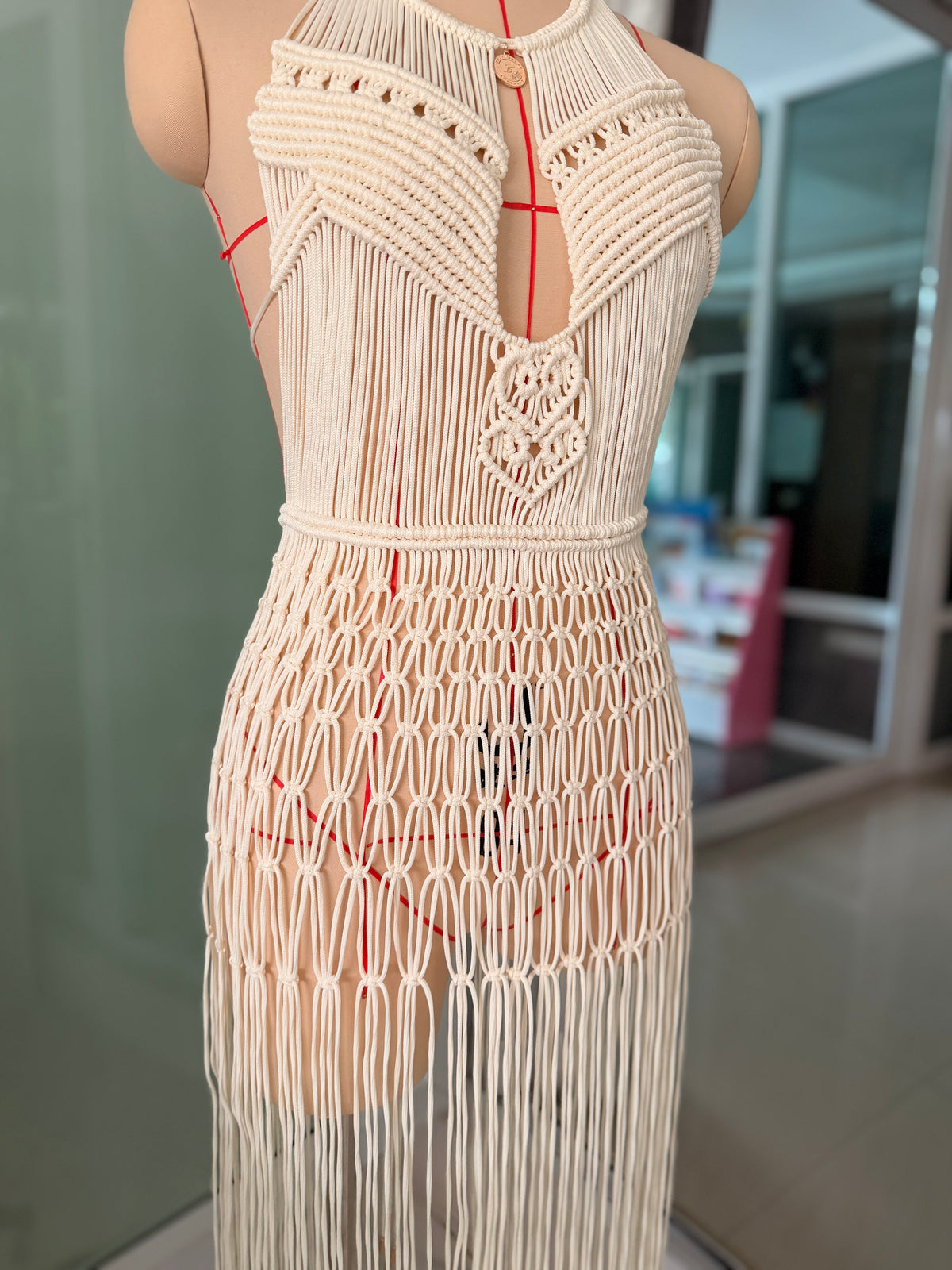 BHUSANAKAN SWIMWEAR Macrame Collection T-Shirt Yarn Macrame Dress ชุดเดรสถักพรีเมียมสั่งทำตามไซซ์ สัมผัสนุ่มทิ้งตัวสวย สไตล์ Boho-Luxury