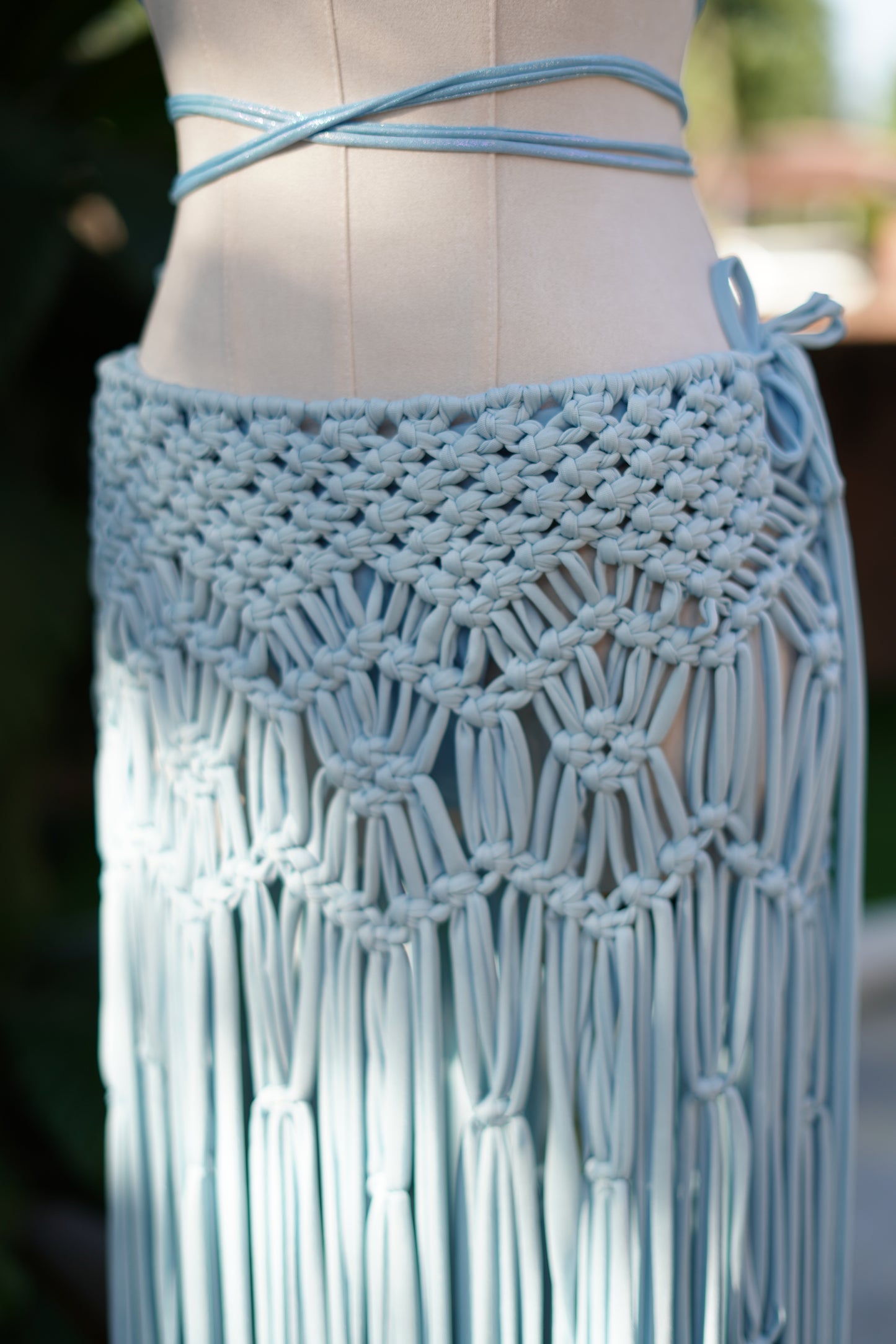 BHUSANAKAN SWIMWEAR Macrame Collection T-Shirt Yarn Macrame Skirt กระโปรงถักพรีเมียมสั่งทำตามไซซ์ สัมผัสนุ่มทิ้งตัวสวย สไตล์ Boho-Luxury