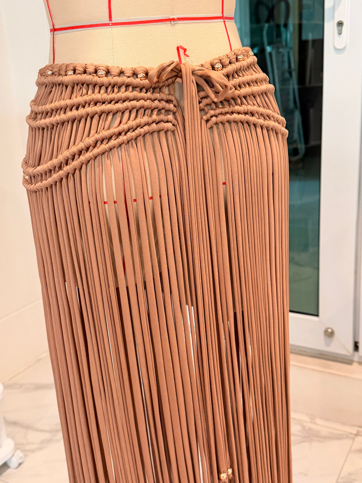 BHUSANAKAN SWIMWEAR Macrame Collection T-Shirt Yarn Macrame Skirt กระโปรงถักพรีเมียมสั่งทำตามไซซ์ สัมผัสนุ่มทิ้งตัวสวย สไตล์ Boho-Luxury