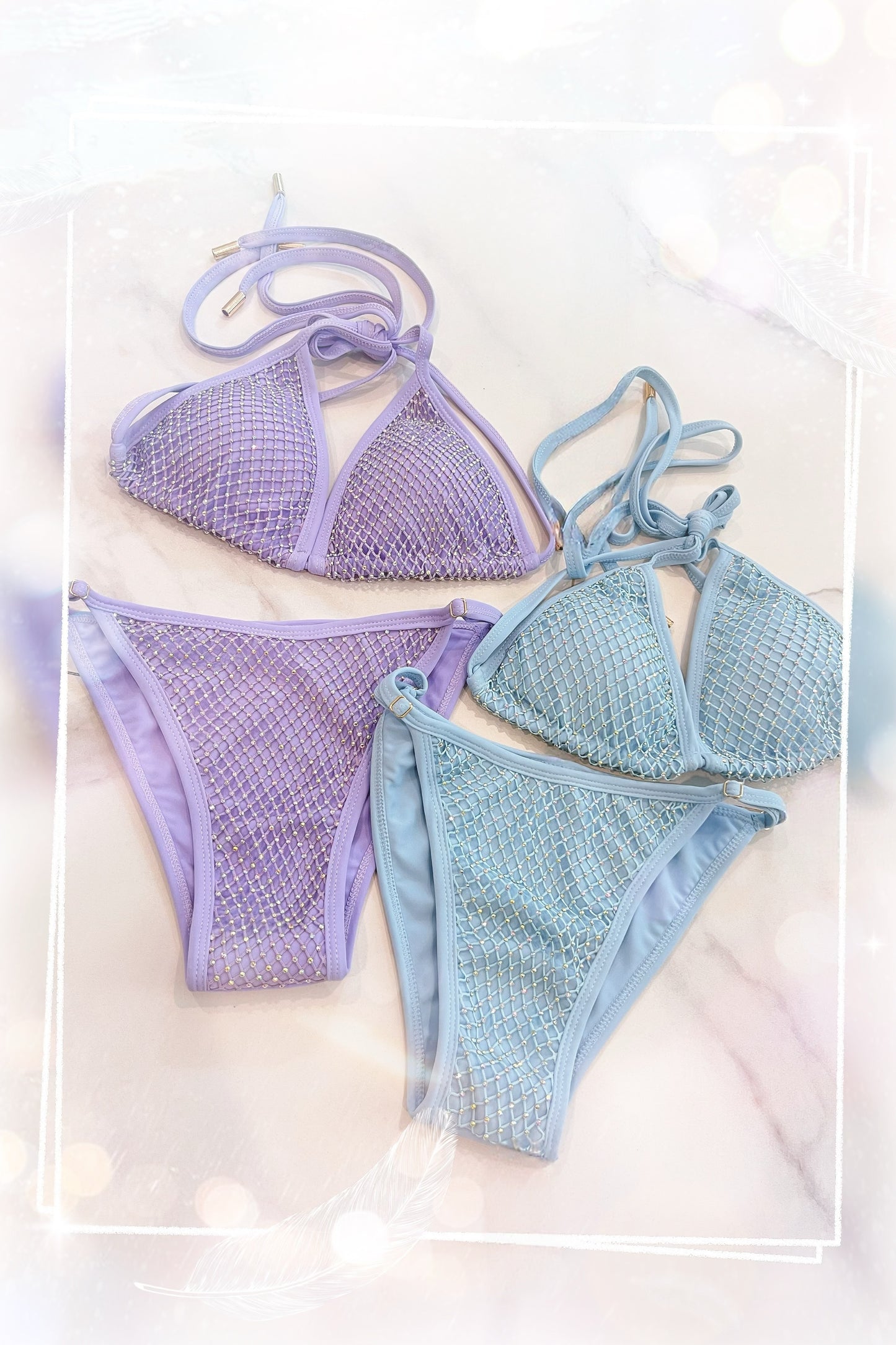 BHUSANAKAN SWIMWEAR บิกินี่รุ่น "Pastel Glam" บิกินี่ผ้าตาข่ายเพชร เล่นแสงวิบวับ มีให้เลือก4สี